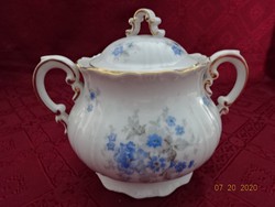 Zsolnay porcelán antik, pajzspecsétes cukortartó, kék virágmintával.