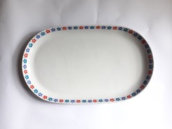Alföldi retro porcelán nagytálaló tányér - Bella, kék és piros menzamintás nagy tál