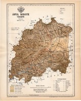 Árva vármegye térkép 1893, lexikon melléklet, Gönczy Pál, 23 x 29 cm, megye, Posner Károly, eredeti