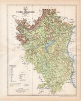 Fejér vármegye térkép 1894, lexikon melléklet, Gönczy Pál, 23 x 29 cm, megye, Posner Károly, eredeti