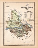 Esztergom vármegye térkép 1893, lexikon melléklet, Gönczy Pál, 23 x 29 cm, megye, Posner Károly