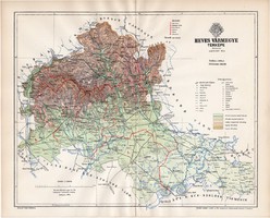 Heves vármegye térkép 1894, lexikon melléklet, Gönczy Pál, 23 x 29 cm, megye, Posner Károly, eredeti