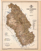 Csik vármegye térkép 1893, lexikon melléklet, Gönczy Pál, 23 x 29 cm, megye, Posner Károly, eredeti