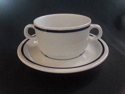 3541- Alföldi leves csésze aljjal, kék csíkkal