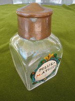 Antik patikaüveg gyógyszeres üveg - festett