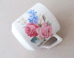 Régi porcelán rózsás nefelejcses kávés kis csésze bögre 6 cm