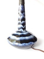 Retro kerámia lámpatest - kék és fekete csíkokkal - iparművész asztali lámpa
