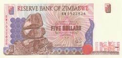 Zimbabwe 5 dollár, 1997, UNC bankjegy