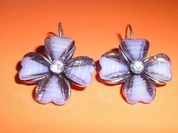 Muránói Opál Szív - Virág kristály kézműves fülbevaló
