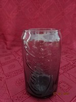 Coca Cola füst színű üvegpohár, magassága 12 cm.