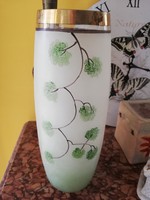 Nagy arany szegélyes zöld leveles üveg váza