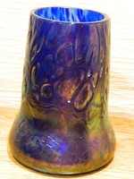 Cseh Pallme König irizált szakított üveg váza.