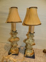 Antik aranyozott art deco fa asztali lámpa eredeti ernyővel.