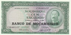 Mozambik 100 escudos, 1961, UNC bankjegy