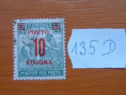 MAGYAR KIR. POSTA 10 2-1/2 KORONA 1923 -1924 1922-es postai bélyeg, pirosra nyomtatva 135D
