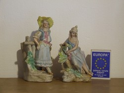 Antik biszkvit porcelán figurális fogvájók empíre stílusú hölgyekkel-2 db egyben, sajnos sérültek