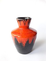 Bodrogkeresztúri retro kerámia váza - ritka piros-fekete kerámia