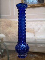 Kék váza, buborékos felület, modern dekoráció, formába préselt 22 x 7 cm