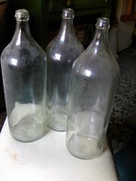 Üveg palack, tároló, 3 db, 2 literes