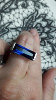 Különleges ezüst gyűrű, nagy kék kővel, koktélgyűrű 