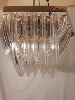 Mid Century Venini Curved Chandelier Muránó Murano káprázatos üveg kézműves csillár mennyezeti lámpa