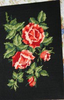 Goblein roses, either framed or upholstered for chair back, stretched