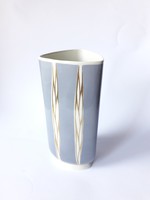Lichte VEB retro porcelán váza, német babakék, csíkos