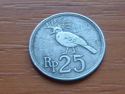 INDONÉZIA 25 RÚPIA 1971 Legyezős koronásgalamb 