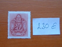 MAGYAR KIRÁLYI POSTA 20 FILLÉR 1941 Érték és címer 230E