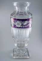 Elegant, large art deco crystal vase by Val Saint Lambert (Belgium).