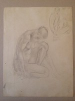 Lajos Fleischer - female nude, 1920s, art deco, pencil (custom drawing)