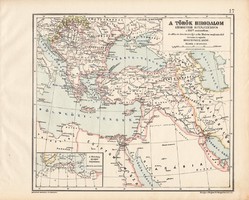 A török birodalom térkép, XVII. század, kiadva 1913, eredeti, Kogutowicz Manó, történelmi, legnagyob
