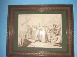 Giorgio Emanuel - Kikötői jelenet, XVIII. sz. vége, barokk, lavírozott tus, diópác (egyedi rajz)