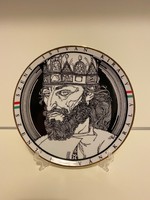 Szász Endre ritka hollóházi porcelán falitányér