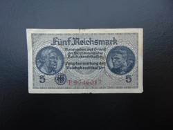 5 márka 1940 Horogkeresztes bankjegy