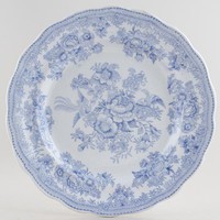 Antik angol fácános fajansz lapos tányér cca 1880