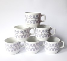 4 db Zsolnay retro porcelán bögre - irizáló lila festéssel, csészék darabáron