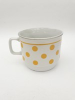 Zsolnay retro porcelán bögre sárga pöttyökkel - csésze kisebb gyártási hibákkal