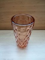 Retro korall színű üveg váza 17 cm (5/d) 
