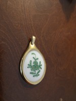 Kézzel festett herendi zöld Apponyi medál, új