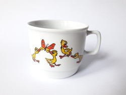 Zsolnay retro porcelán bögre - kacsás mesefigurás gyerek csésze