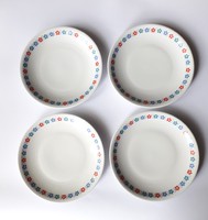 Alföldi retro porcelán desszertes tányérok  - 4 db Bella, kék és piros menzamintás kis tányér
