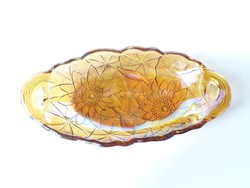 Amerikai karnevál üveg tálka, asztalközép - tavirózsa, lótusz mintával - vurstliban árult
