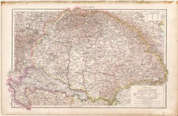 Nagy - Magyarország térkép 1881, német, eredeti, Európa, XIX. század, atlasz, megye, vármegye, német