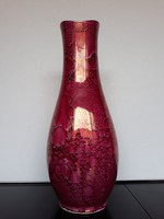 Hollóházi lila márványos lüsztermázas váza, 31,5 cm