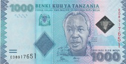 Tanzánia 1000 shillings, 2015, UNC bankjegy