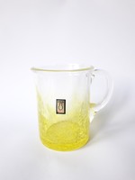 Karcagi (Berekfürdői) fátyolüveg bögre, csésze vagy pohár - sárga repesztett üveg