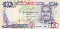 Zambia 100 kwacha, 1991, UNC bankjegy