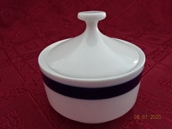 Holóháza porcelain sugar bowl with cobalt blue stripe. Showcase quality. He has!