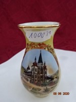 Eozinmázas német porcelán váza, Maria Zell-ből. E.J.W. jelzéssel.